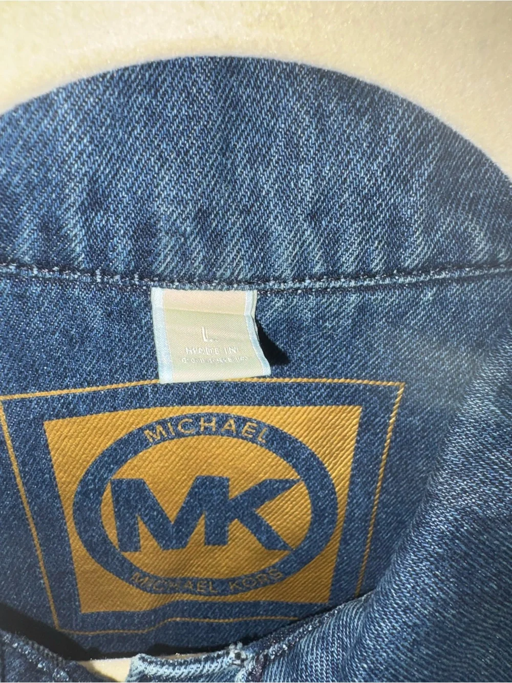 Michael Kors Dark Blue Denim Jacket with Gold Buttons